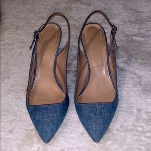Jcrew denim sling back shoes